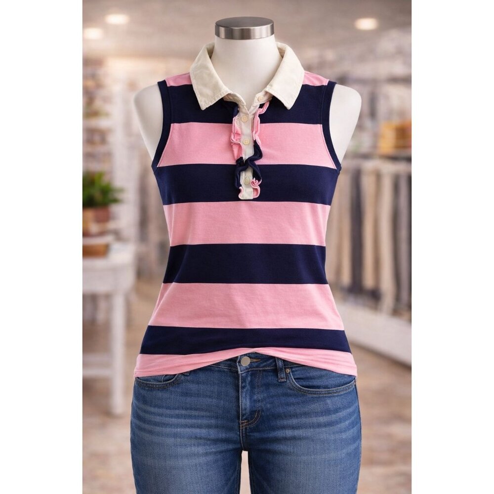Tommy Hilfiger Striped Slim Fit Sleeveless Cotton Polo Size SP - Preloved